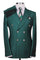 Mens Double breasted Suit - "Hunter Green" 1920s 1980s Style Peak Lapel Suits -  Back Side Vented  Mens Designer Modern Fit Double Breasted Wool Suit with Gold Buttons in Hunter Green Green Prom 2025 Suits