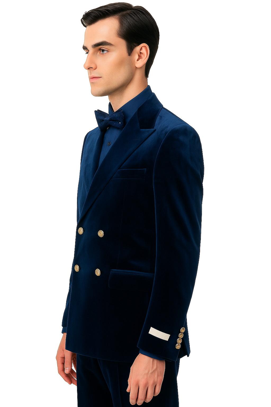 Velvet Suits - Double Breasted Suits - Slim Fit Suit Royal Blue - 38 Short Jacket+32 Waist Adjustable 28to34)(Height: 5 4 to5 7 )(Neck  15-16.5)S-M)