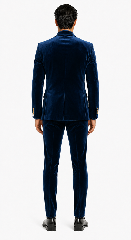 Velvet Suits - Double Breasted Suits - Slim Fit Suit Royal Blue