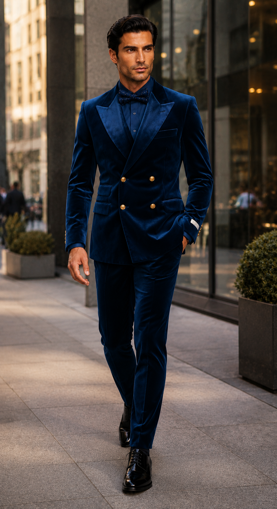 Velvet Suits - Double Breasted Suits - Slim Fit Suit Royal Blue