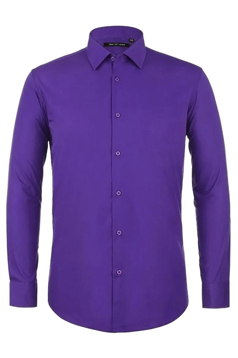 "Elegant Lilac Dress Shirt for Prom or Wedding: Verno Men's Classic Fit Spread Collar" - Lilac