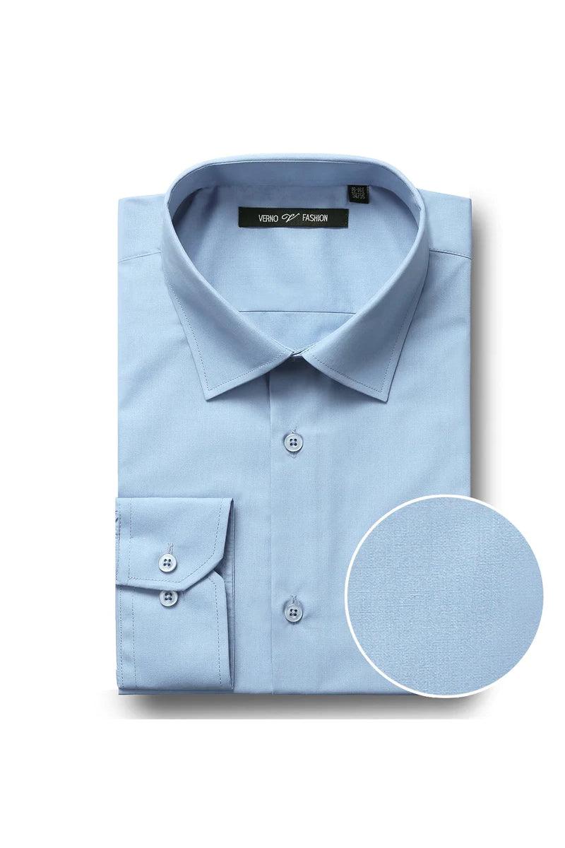 Men's Classic Fit Sky Blue Dress Shirt w/Spread Collar - Sky Blue