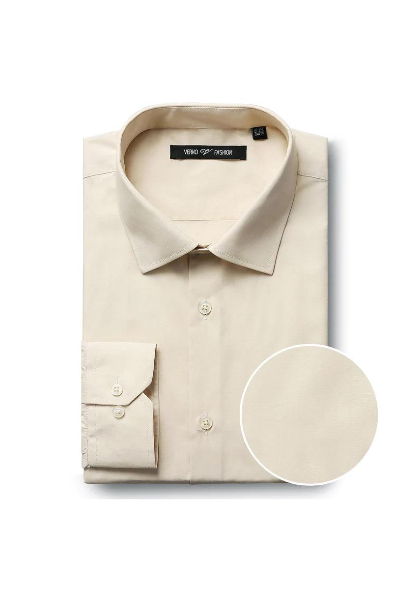 Mens Classic Spread Collar Dress Shirt - Taupe - Taupe