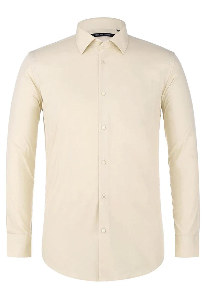 Mens Classic Spread Collar Dress Shirt - Taupe - Taupe