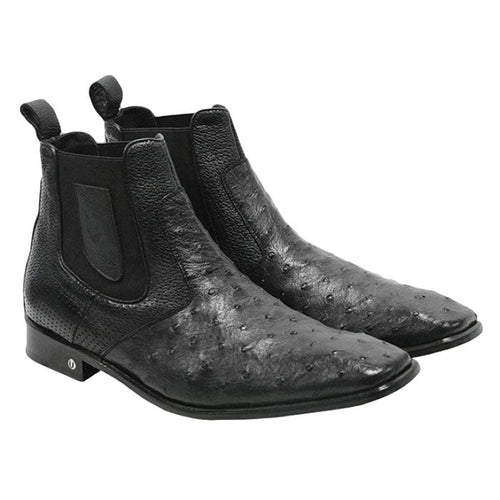Vestigium Ostrich Chelsea Boots Black - Black