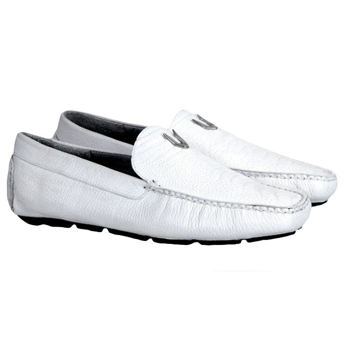 Vestigium Ostrich Leg Driving Loafers White - 6