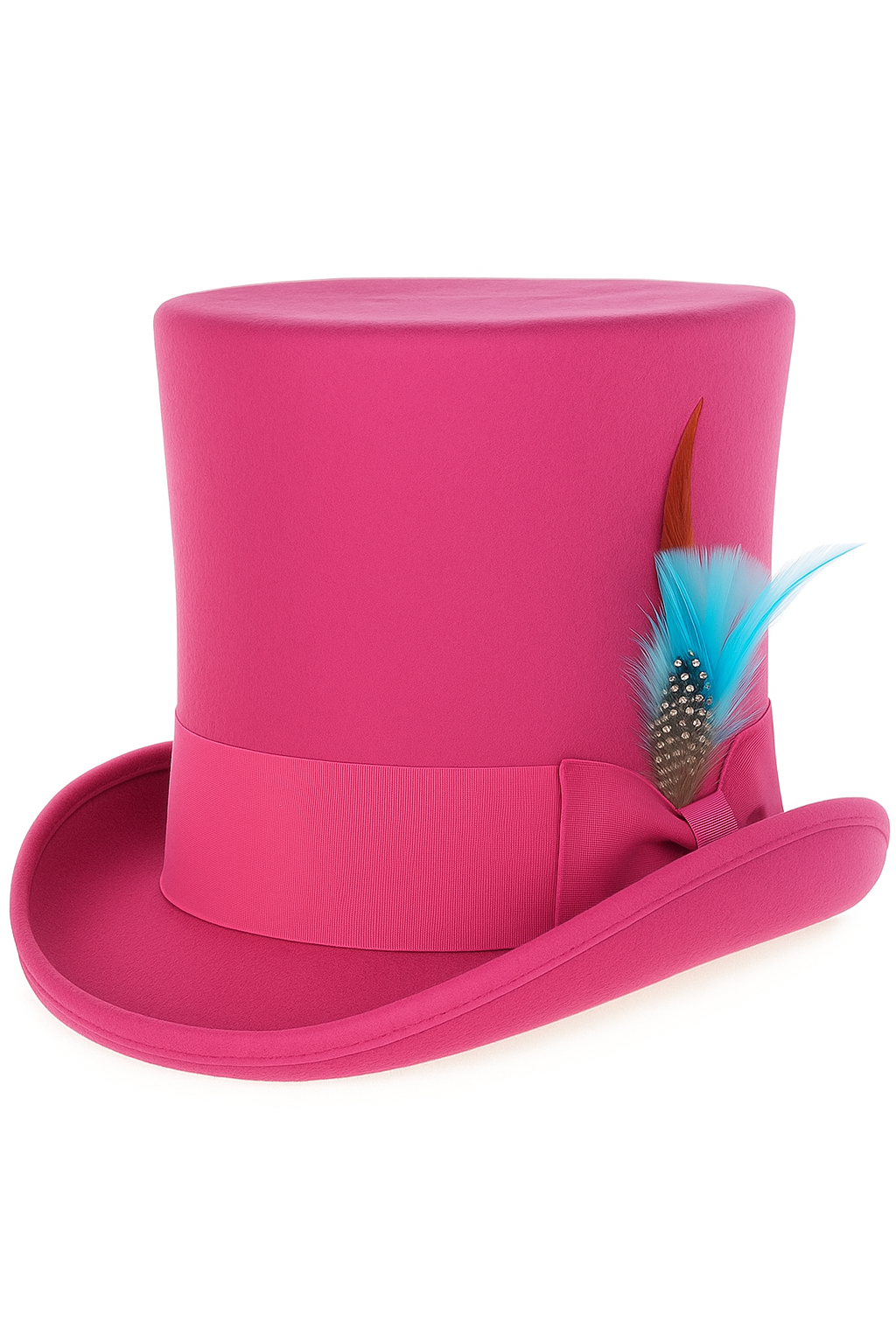Victorian Steampunk Top Hat - 1800 19th Century - Dressy Loden Felt Top Hot Pink Fuschia Hat - S