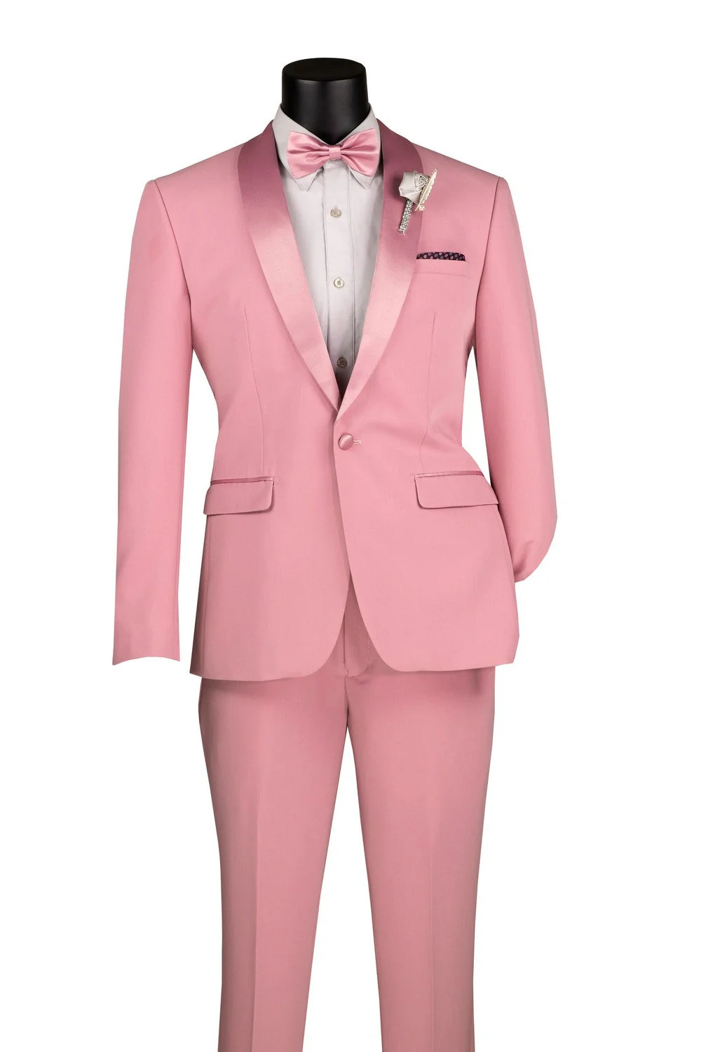 Dusty Rose Shawl Lapel Tuxedo by Spectrum – Elegant 3-Piece Formal Wear - 34 Short or Extra Small
