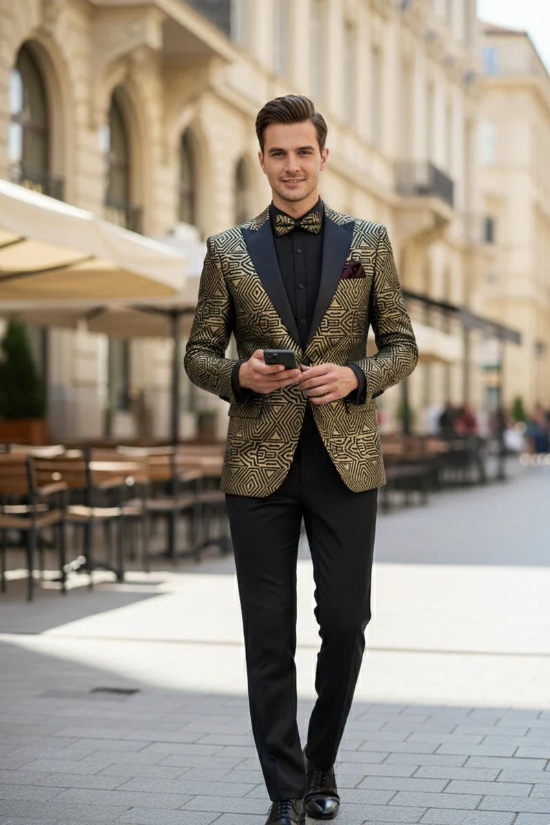 Giza Glamour Gold Tuxedo Jacket - 34 Short or Extra Small