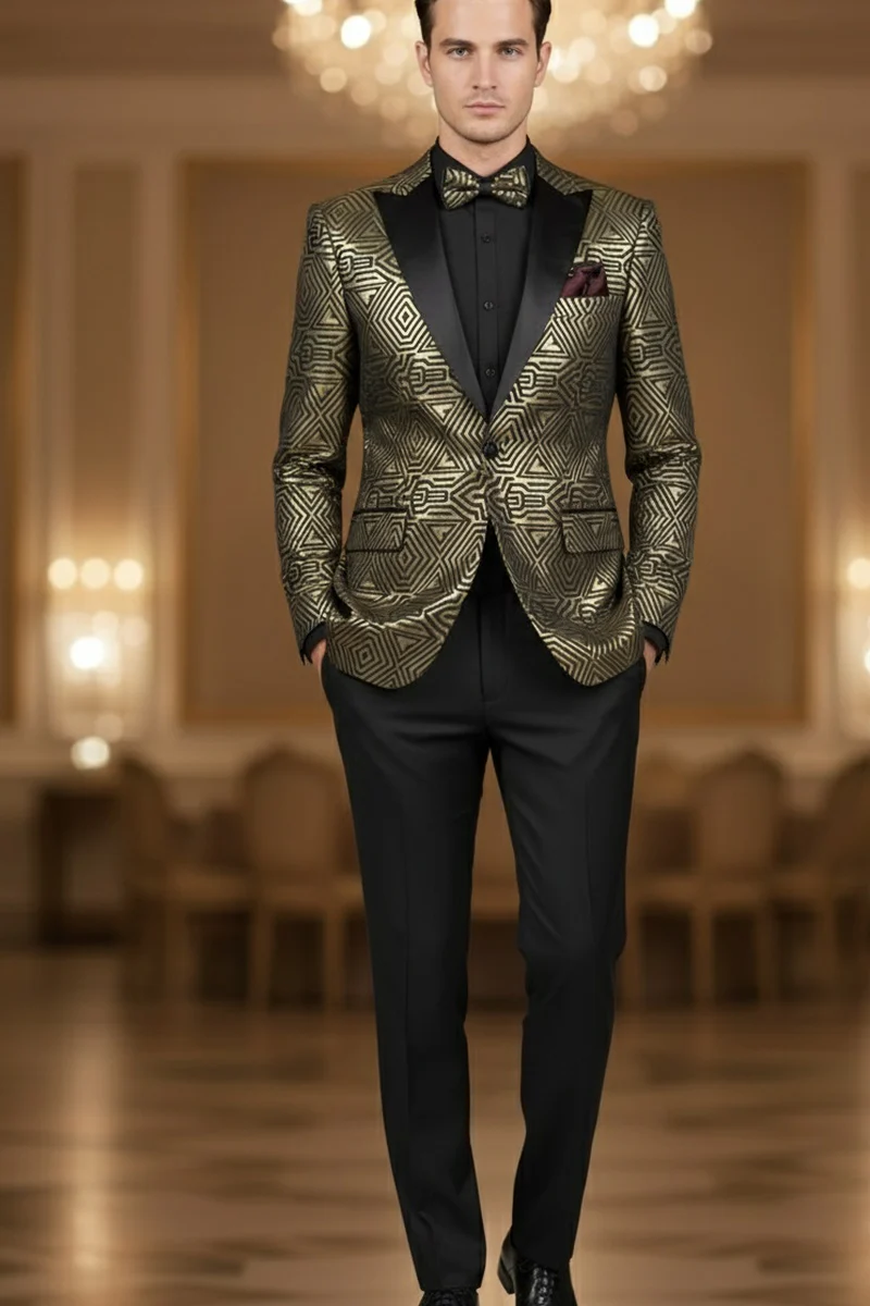 Giza Glamour Gold Tuxedo Jacket - 34 Short or Extra Small