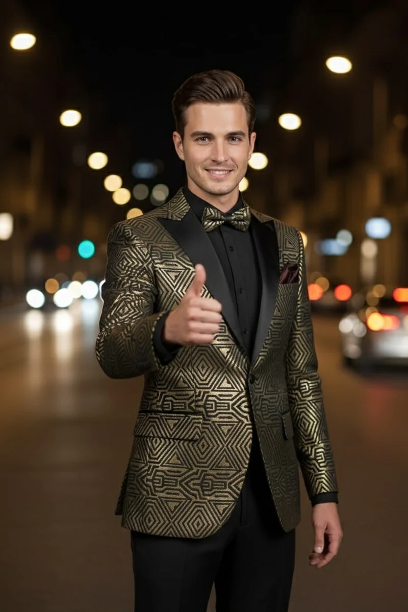 Giza Glamour Gold Tuxedo Jacket - 34 Short or Extra Small