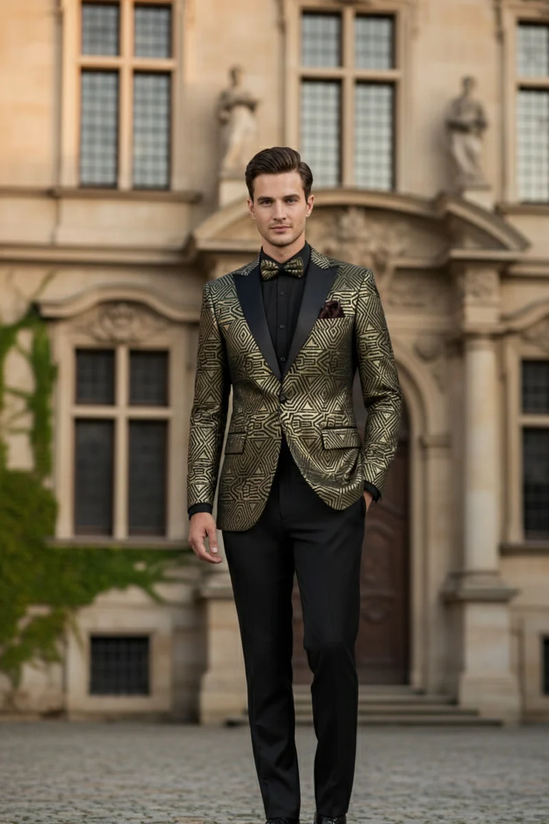 Giza Glamour Gold Tuxedo Jacket - 34 Short or Extra Small