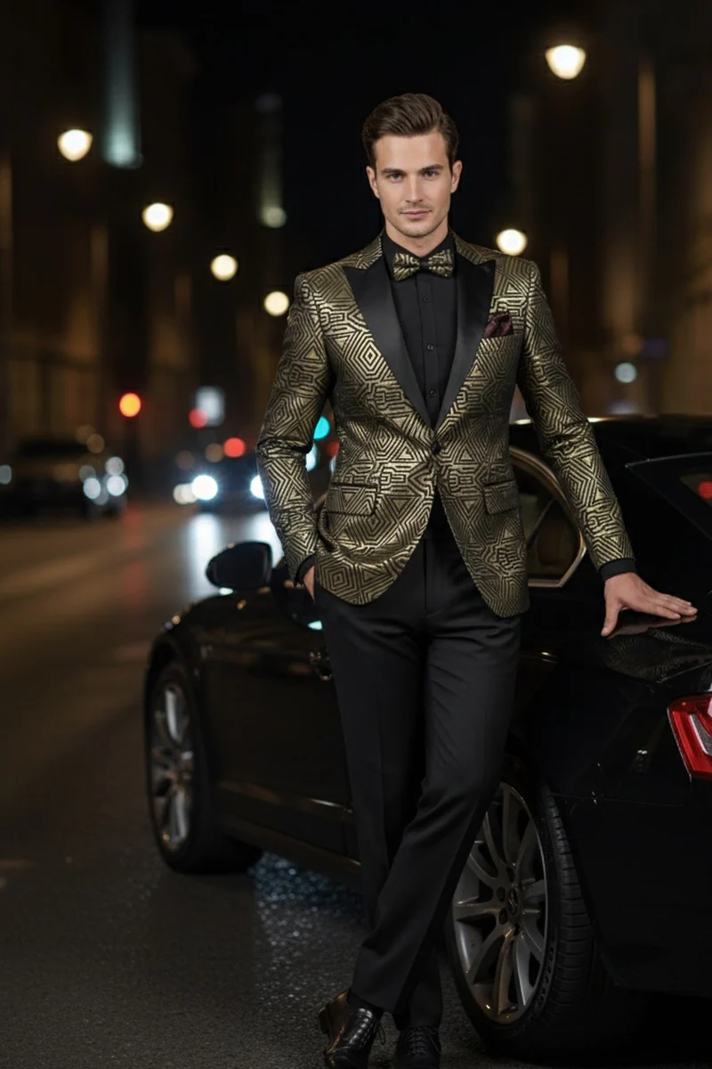 Giza Glamour Gold Tuxedo Jacket - 34 Short or Extra Small