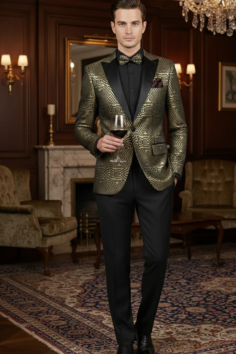 Giza Glamour Gold Tuxedo Jacket - 34 Short or Extra Small
