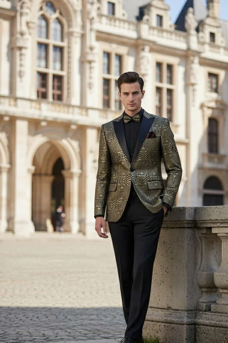 Giza Glamour Gold Tuxedo Jacket - 34 Short or Extra Small