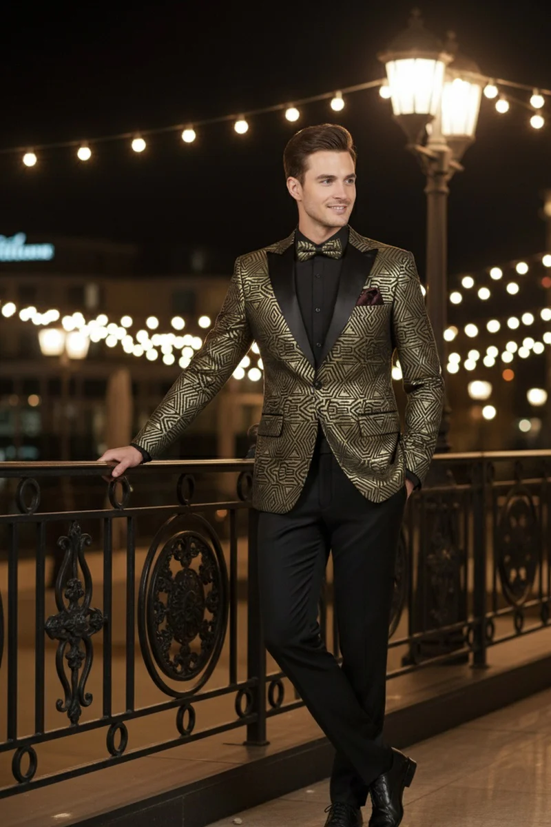 Giza Glamour Gold Tuxedo Jacket - 34 Short or Extra Small