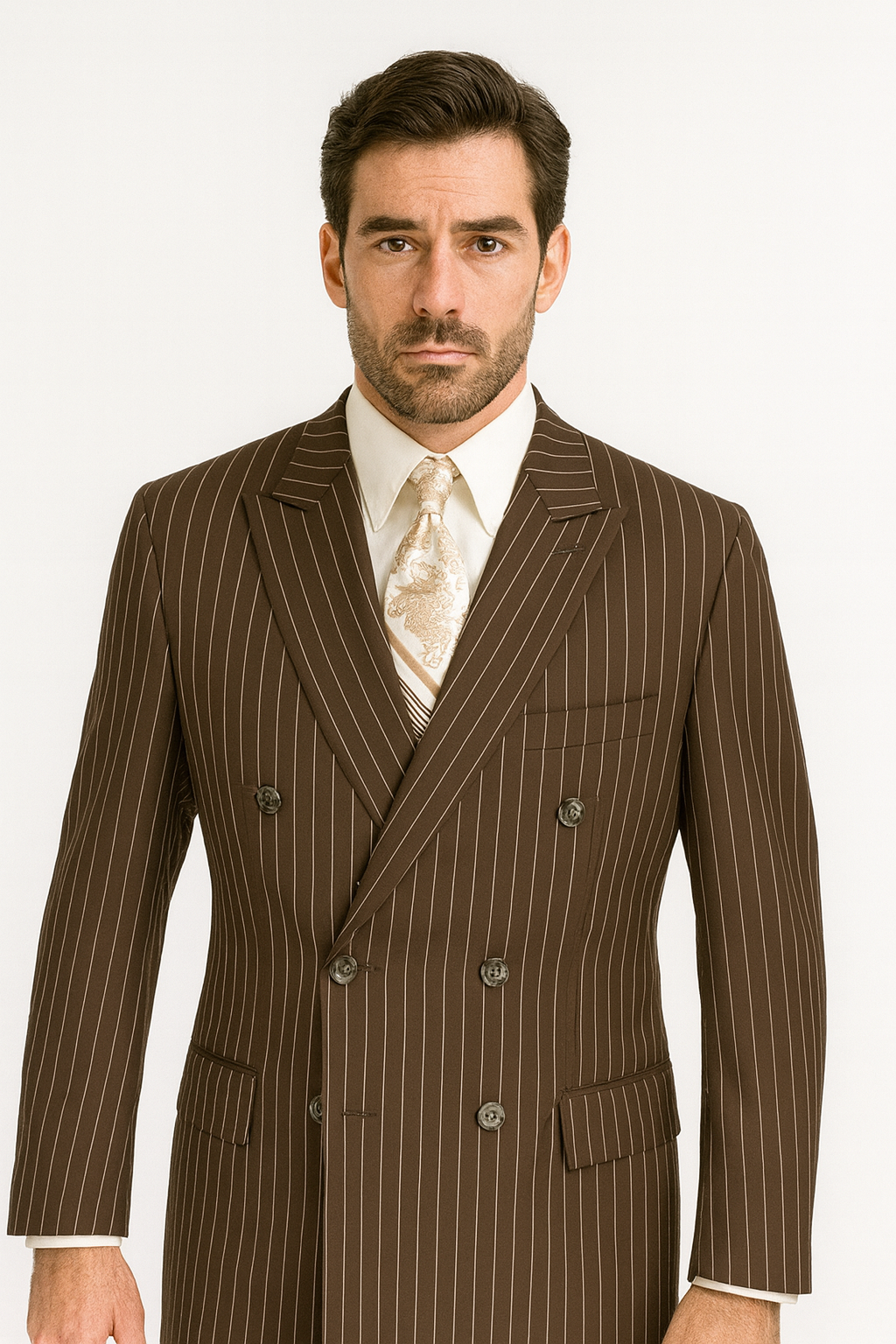 Vinci Men's 2 Piece Banker Pinstripe Double Breasted purple Suit Outlet - 38 Short Jacket+32 Waist Adjustable 28to34)(Height: 5 4 to5 7 )(Neck  15-16.5)S-M)