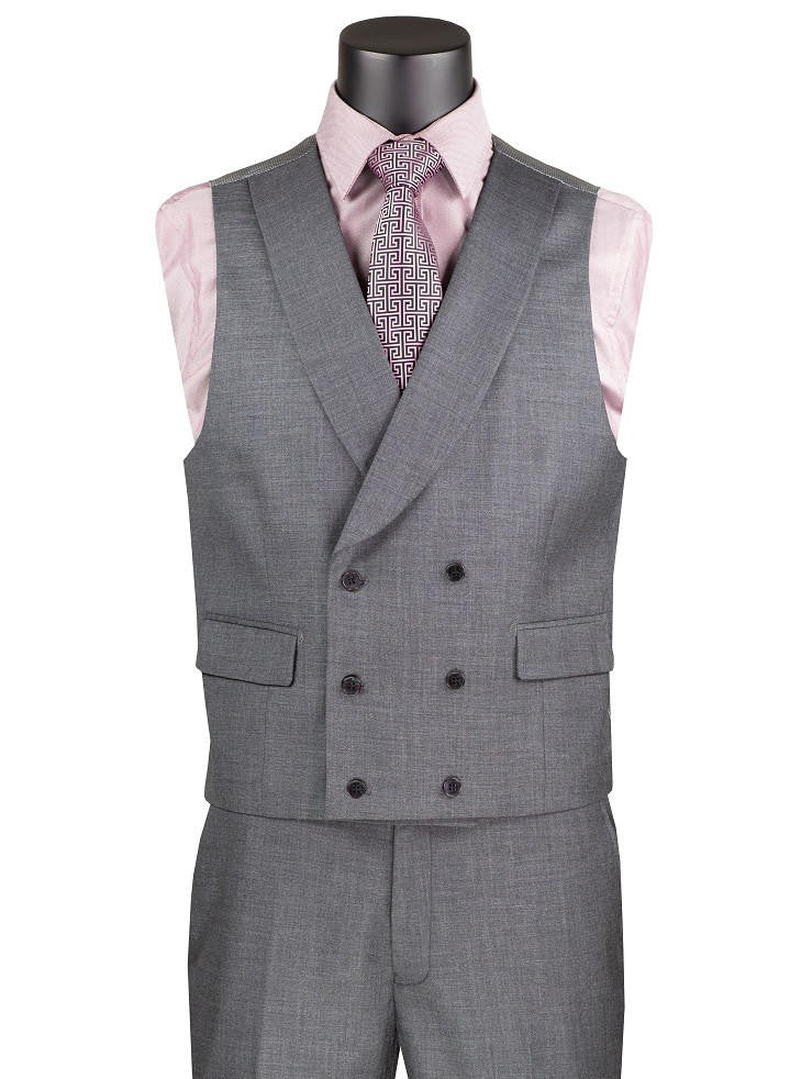 Harlem Nights Suits for Men - Vinci Mens Charcoal 3 Piece Suit Fancy Vest Big Lapel Modern Fit MV2K-2