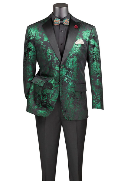 Posh Paisley Velvet Emerald Tuxedo Jacket