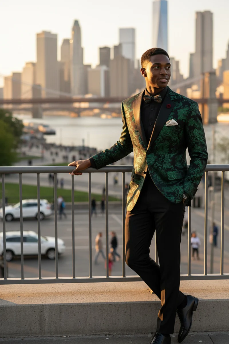 Posh Paisley Velvet Emerald Tuxedo Jacket - 34 Short or Extra Small