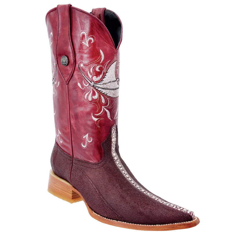 Mens White Diamond Boot Stingray Print Cowboy Boots Pointy Toe Pointed Toe - 6