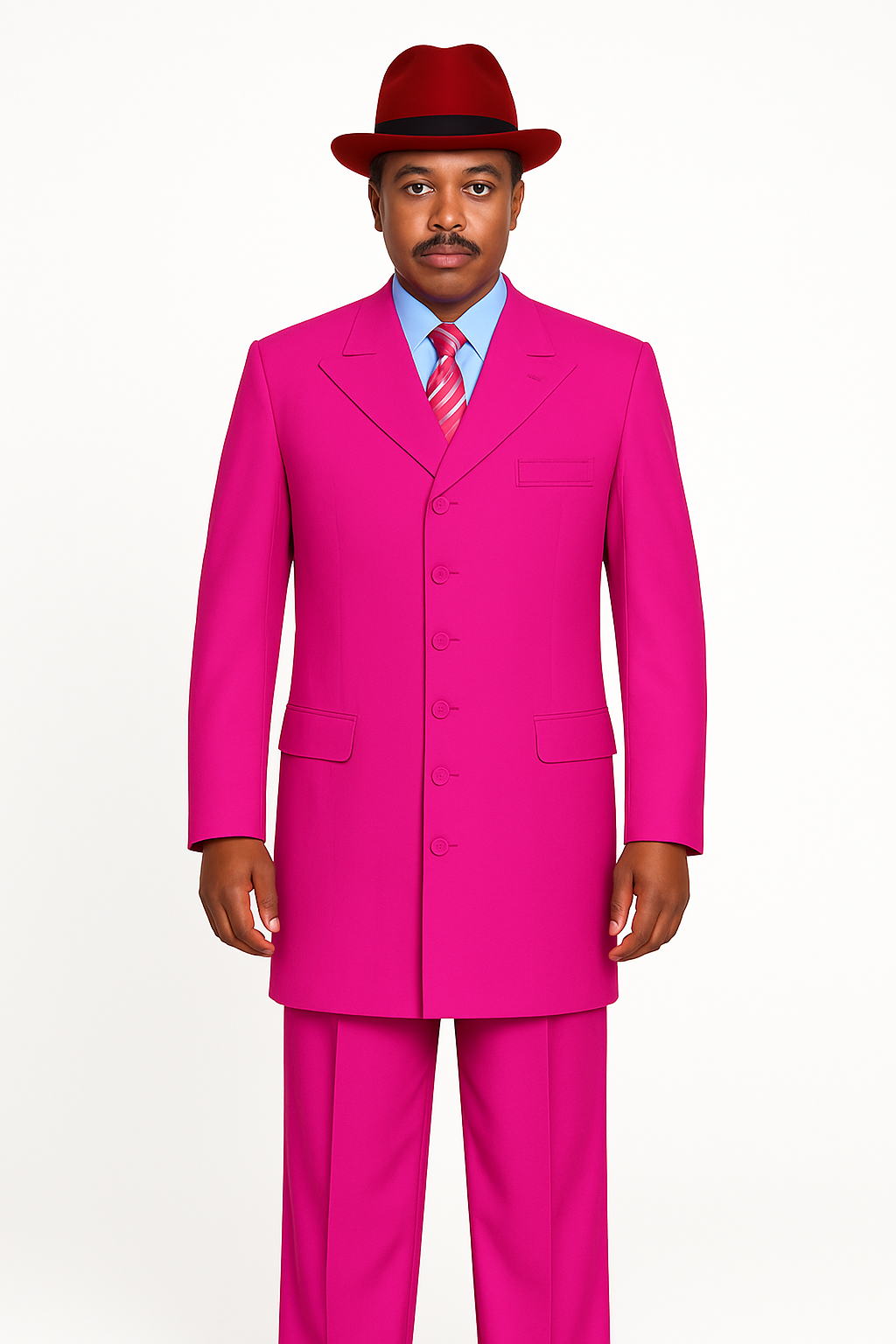 "Classic Men's Pink Zoot Suit - 2PC Long Fashion Ensemble" - 38 Long