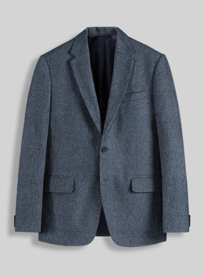Mens Heritage Blue Herringbone Jacket – Timeless Tweed Sport Coat