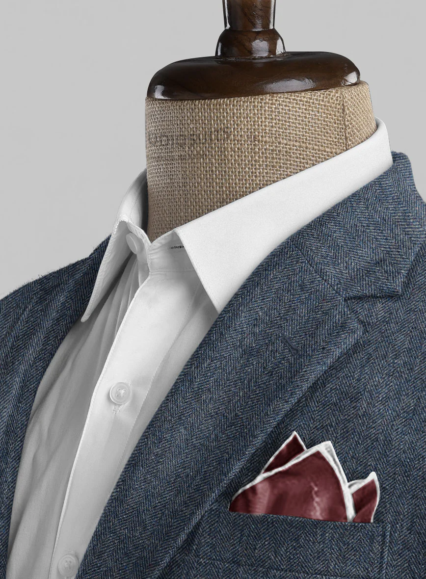 Mens Heritage Blue Herringbone Jacket – Timeless Tweed Sport Coat - 36 Short