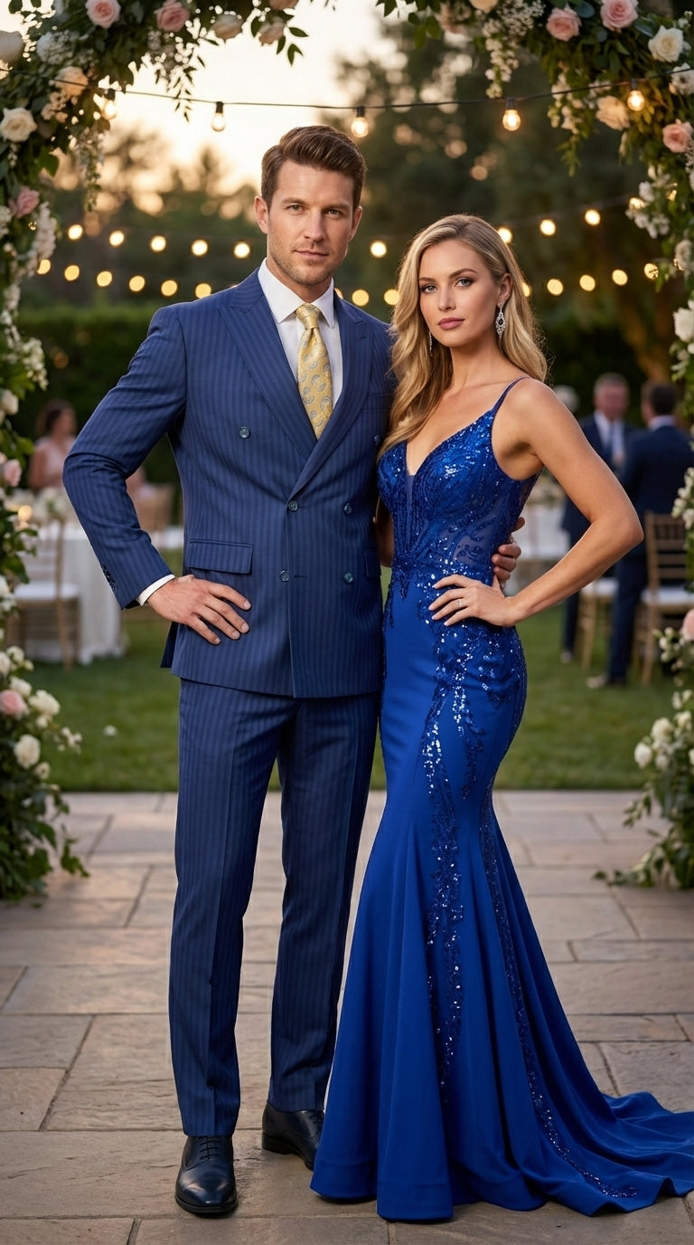 Vitali Mens Blue Tone on Tone Shadow Pinstripe Suit Set – Double Breasted Business Modern Fit Side Vented - 34 Short or Extra Small