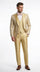 Vitali Mens Yellow Gold Designer Tuxedo Suit Set – Luxury Wedding Prom Formal Tuxedo with Vest Bow Tie in Champaign Color