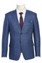 "Men's Navy Blue Slim Fit Linen plaid Blazers - Two Button, Summer Windowpane Plaid"