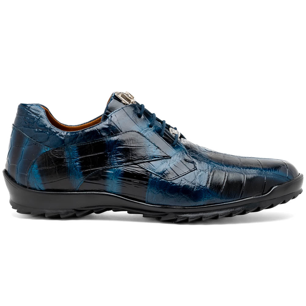 Marco Di Milano Vulcan Rustic Blue Alligator Sneakers - 8