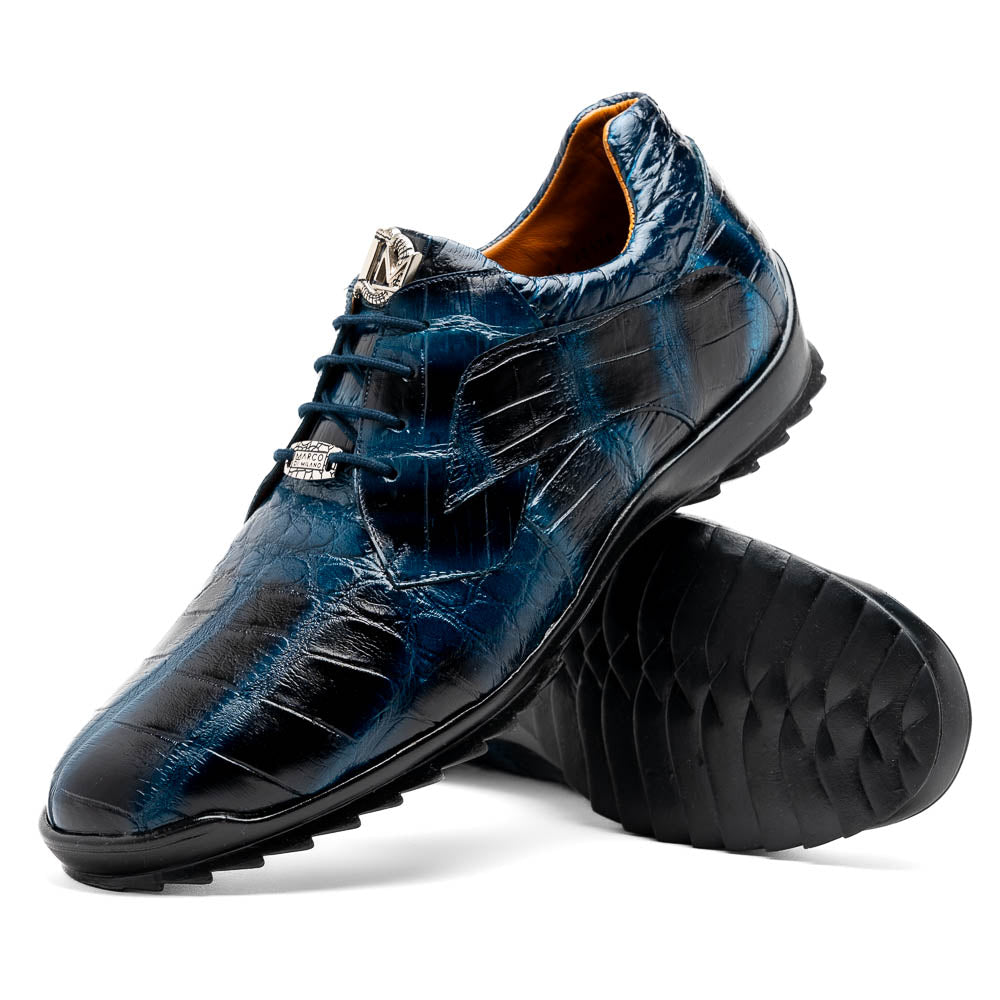 Marco Di Milano Vulcan Rustic Blue Alligator Sneakers - 8