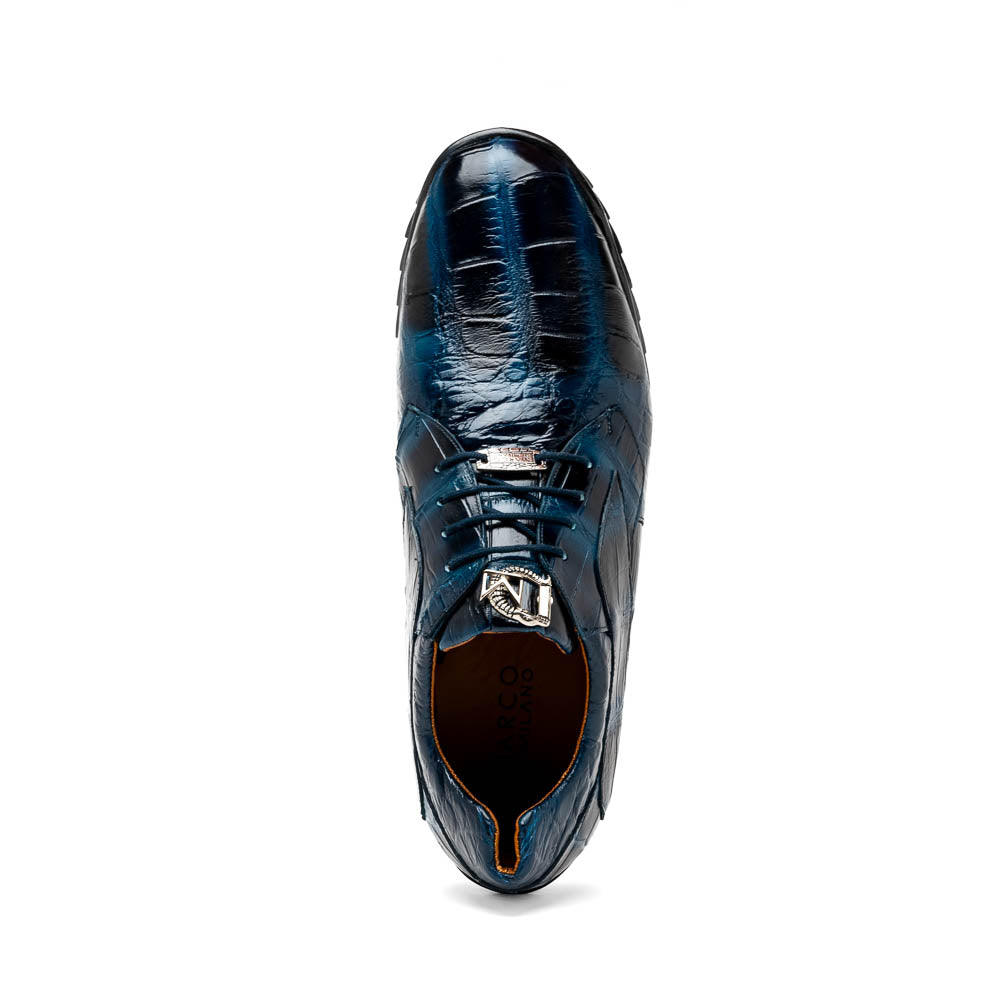 Marco Di Milano Vulcan Rustic Blue Alligator Sneakers - 8