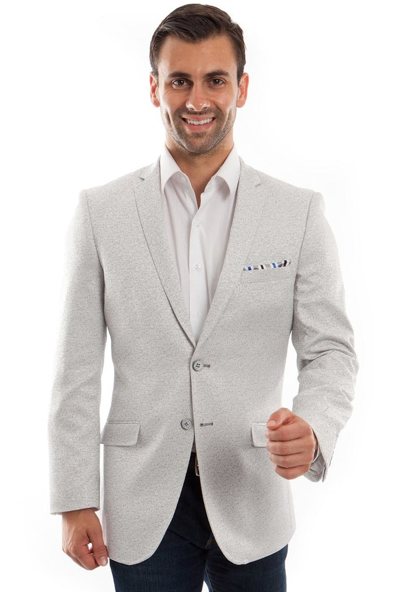 Slim Fit Men's Summer Blazer - Speck Pattern in Light Grey