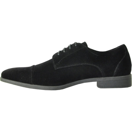 Bravo Mens Formal Suede Style Wedding & Prom Cap Toe Dress Shoe in Black