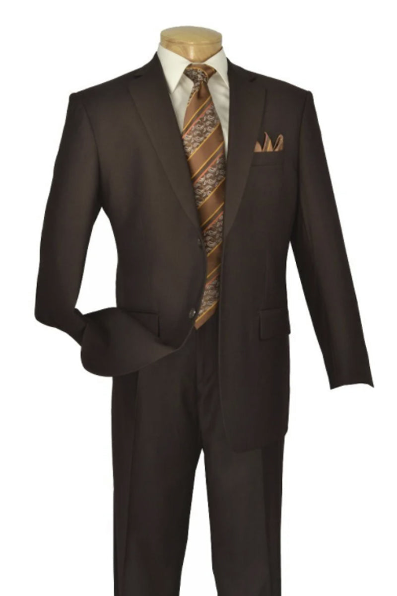 "Brown Poplin Suit - Men's Modern Fit Two Button Style"
