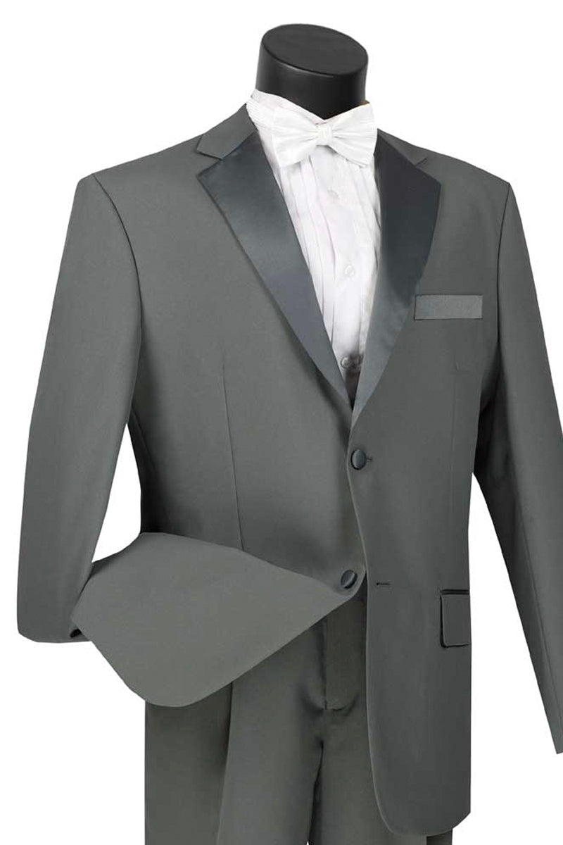 Mens Classic Fit 2 Button Poplin Tuxedo in Grey - 40 Short