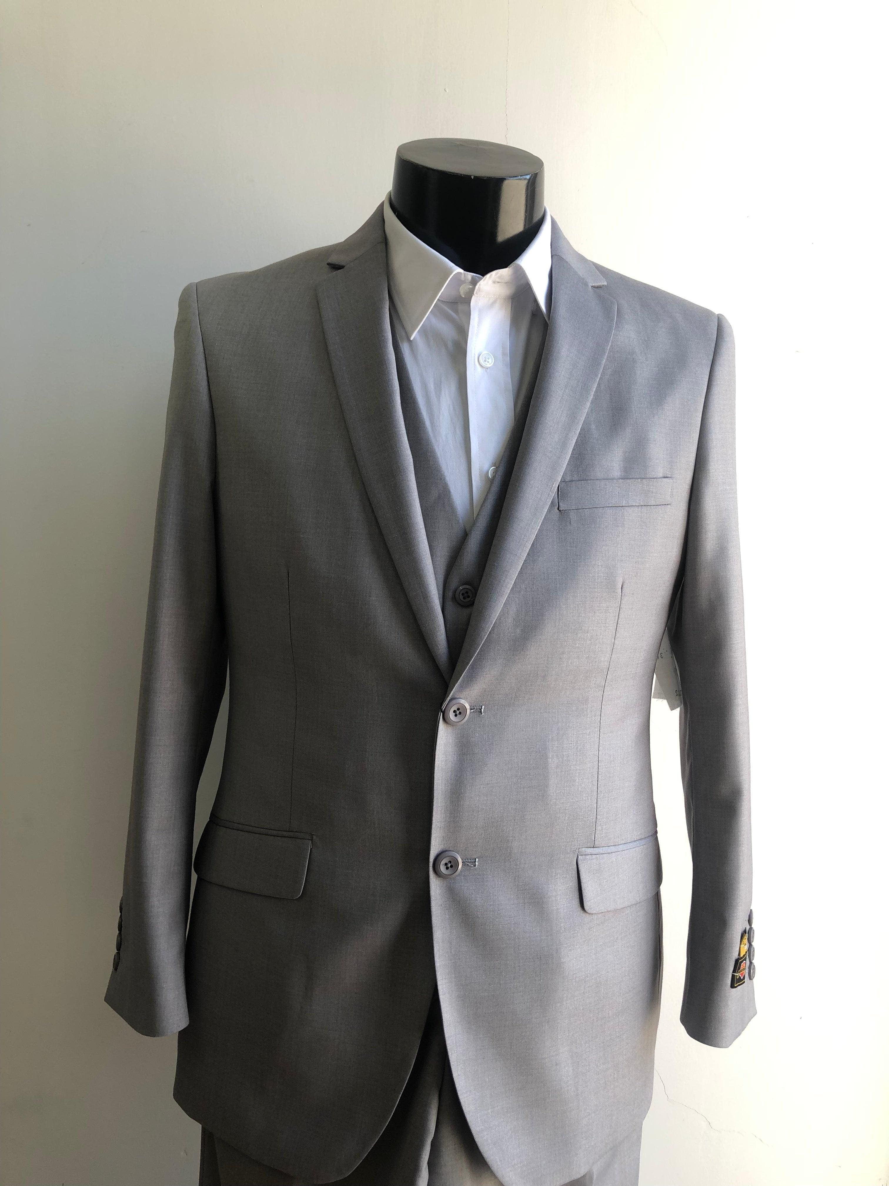 Wedding Guest Suit - Grey - Double Breasted Suit - Gray