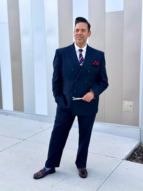 Cheap Priced Suit - Mens Classic Double Breasted Poplin Suit