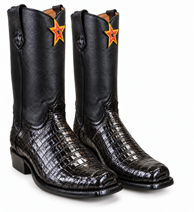 Western Alligator Skin Los Altos Boots Black Caiman Cowboy Dress Cowboy Boot Cheap Priced For Sale Online (EE) ~ World Best Alligator