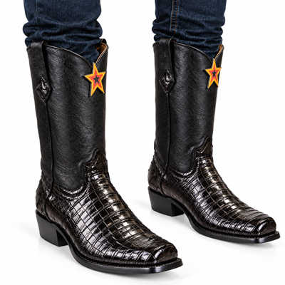 Western Alligator Skin Los Altos Boots Black Caiman Cowboy Dress Cowboy Boot Cheap Priced For Sale Online (EE) ~ World Best Alligator