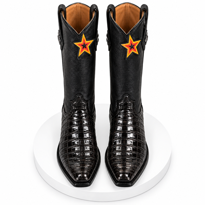 Western Alligator Skin Los Altos Boots Black Caiman Cowboy Dress Cowboy Boot Cheap Priced For Sale Online (EE) ~ World Best Alligator
