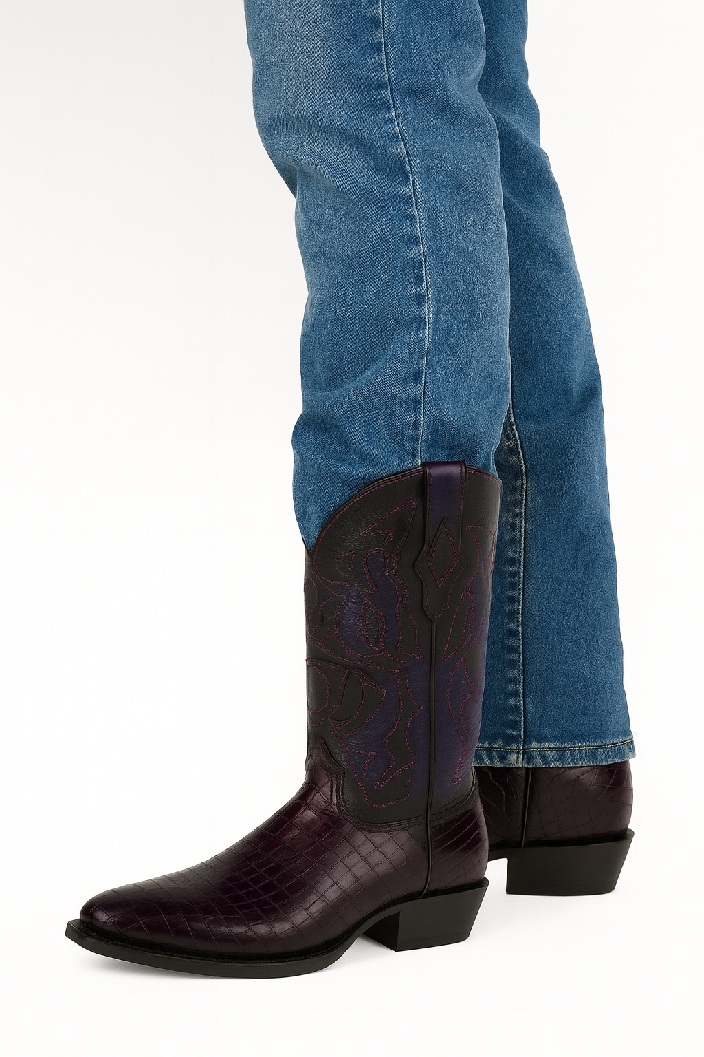 Men's King Exotic Snip Toe Eel Boots Handcrafted Burnished Purple (494RD0866) - 6 E