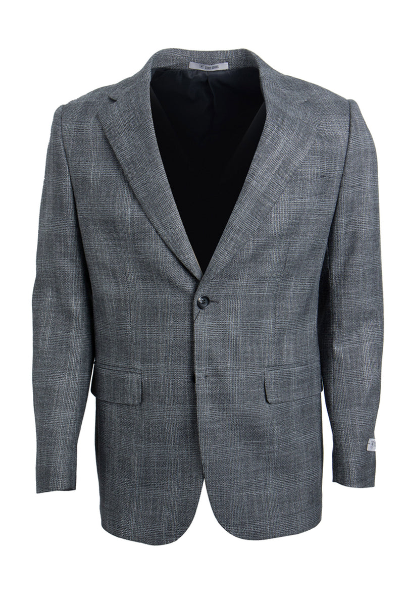 "Mens Stacy Adams Suit - Stacy Adams Suit Men's Glen Plaid Two Button Sport Coat Blazer - Grey" - 34 Short