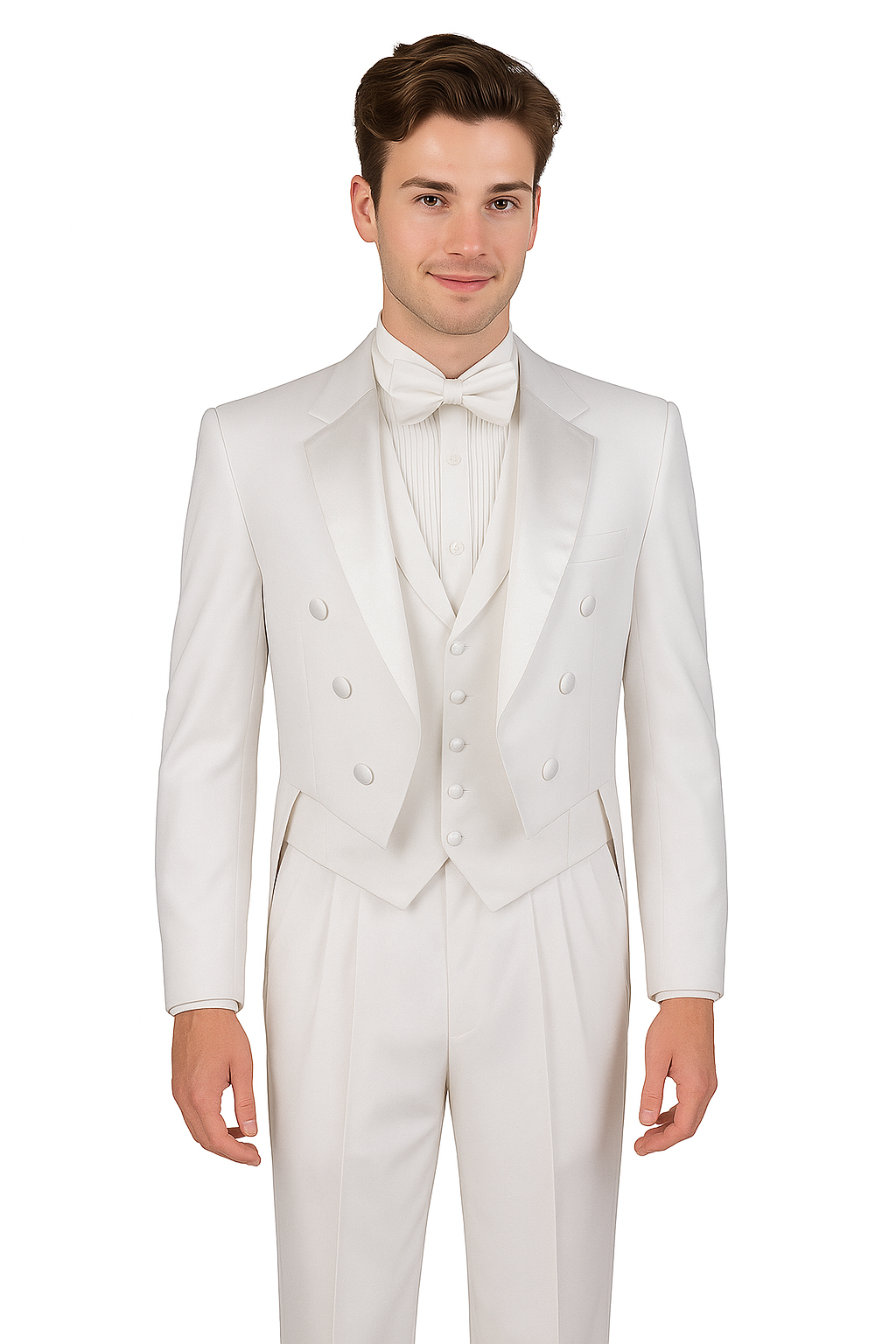 Men's Tuxedo Regular Fit Collection With Tails 3 Piece In White - White