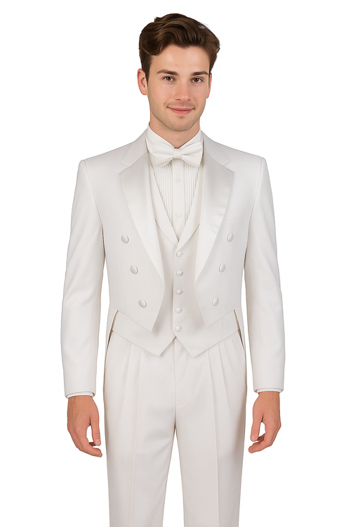 Men's Tuxedo Regular Fit Collection With Tails 3 Piece In White