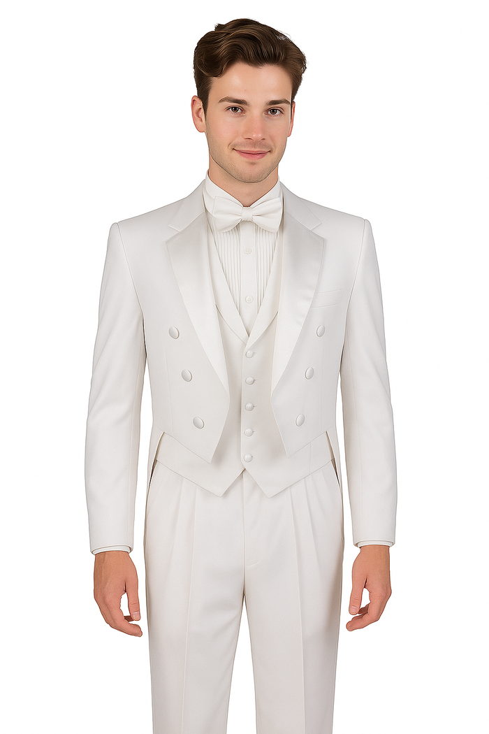 Men's Tuxedo Regular Fit Collection With Tails 3 Piece In White