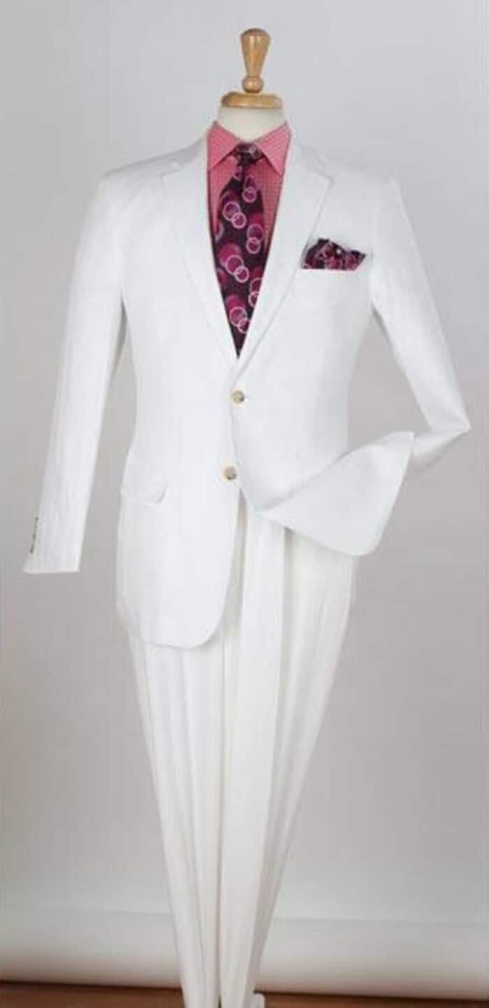Mens Big and Tall Linen Suits - White Linen  Summer Fabric Suit