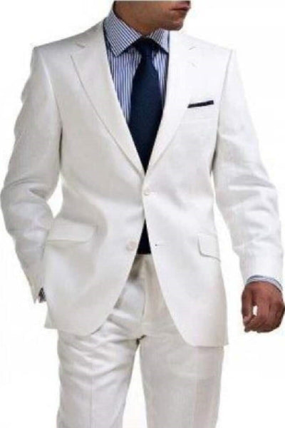 Mens Big and Tall Linen Suits - White Summer Fabric Suit